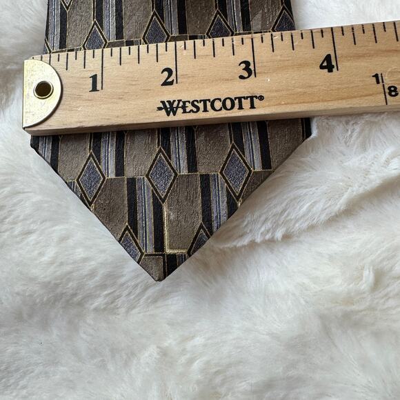 Vintage David Taylor Tie 80s 90s Mod Art Deco Brown Black Cosby Doctor Dad - Picture 6 of 6